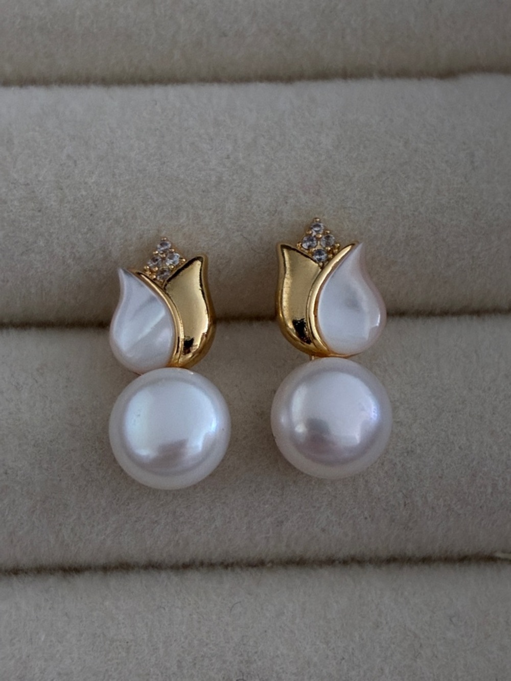 Tulip Pearl Earrings, Freshwater Pearl, Gold Filled, Mother’s Day Gift for Her